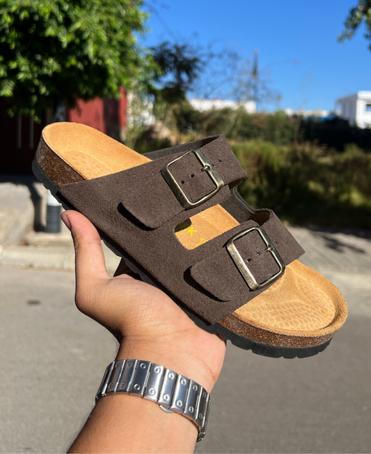 SANDALES EN DAIM À DOUBLE BRIDE