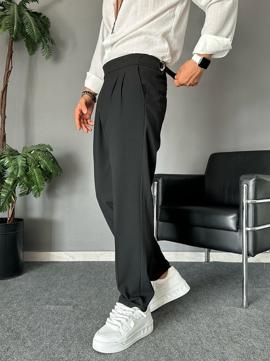 Relaxed Fit Trousers with Belt Detail